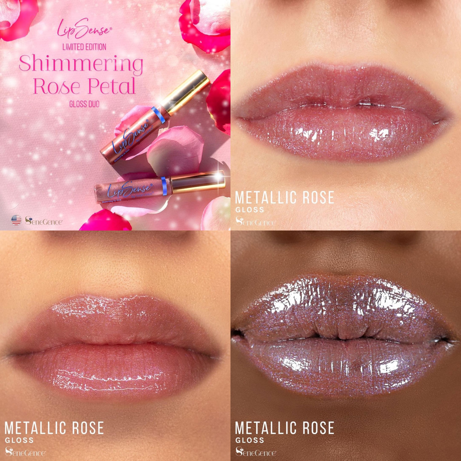Lipsense Shimmering Rose Petal Gloss Duo Limited Edition
