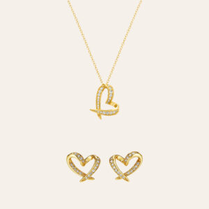 Open Heart Earrings and Necklace Set